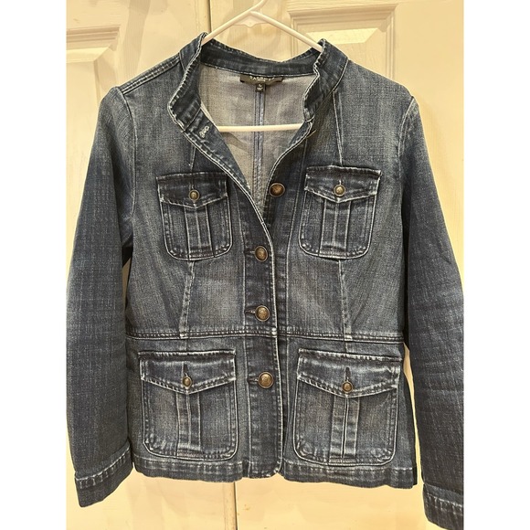 Talbots Jean Jacket:  Band Collar Jean Jacket   Size Small Petite - Picture 1 of 8